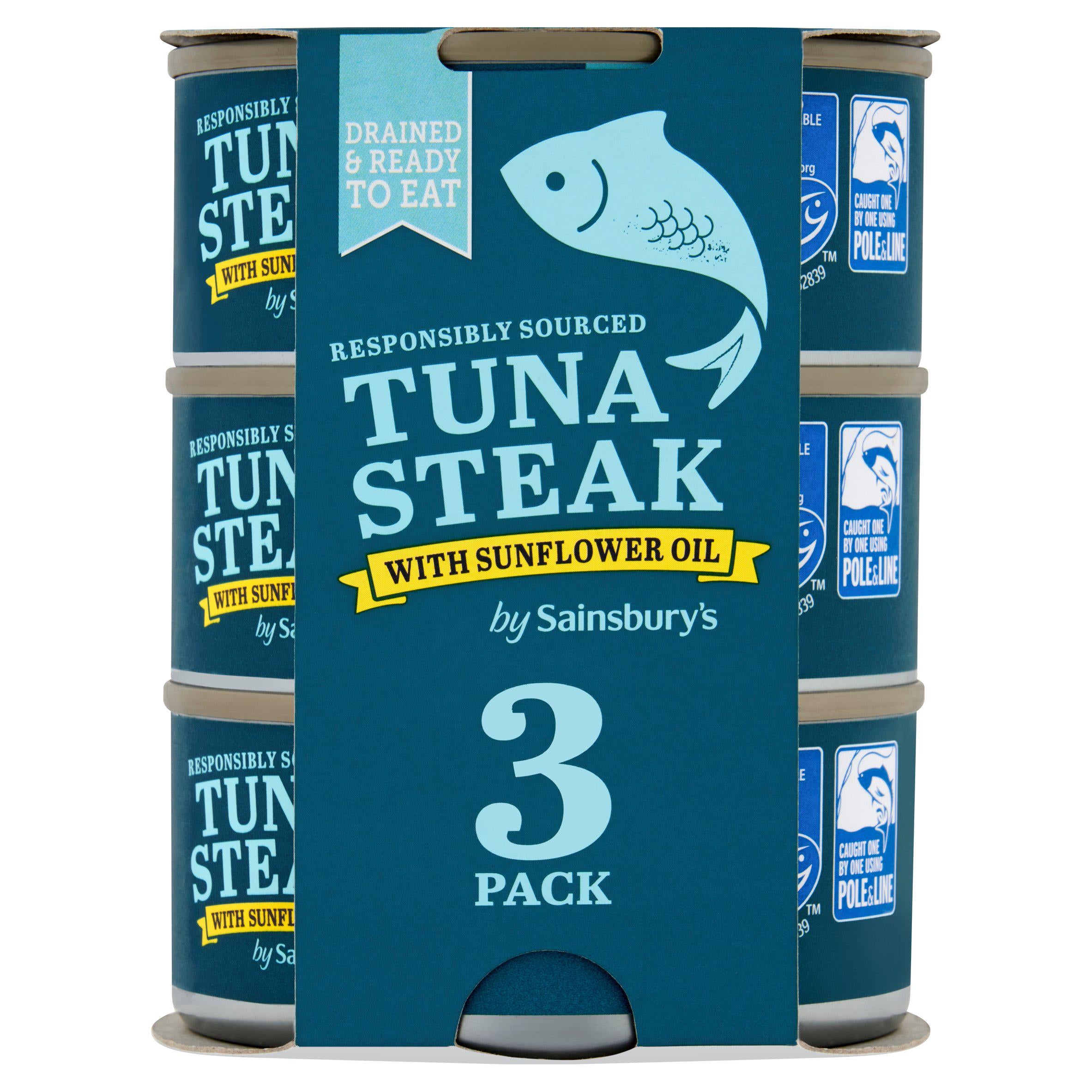 Sainsbury's tuna steak in sunflower oil 3x120g (British brand)