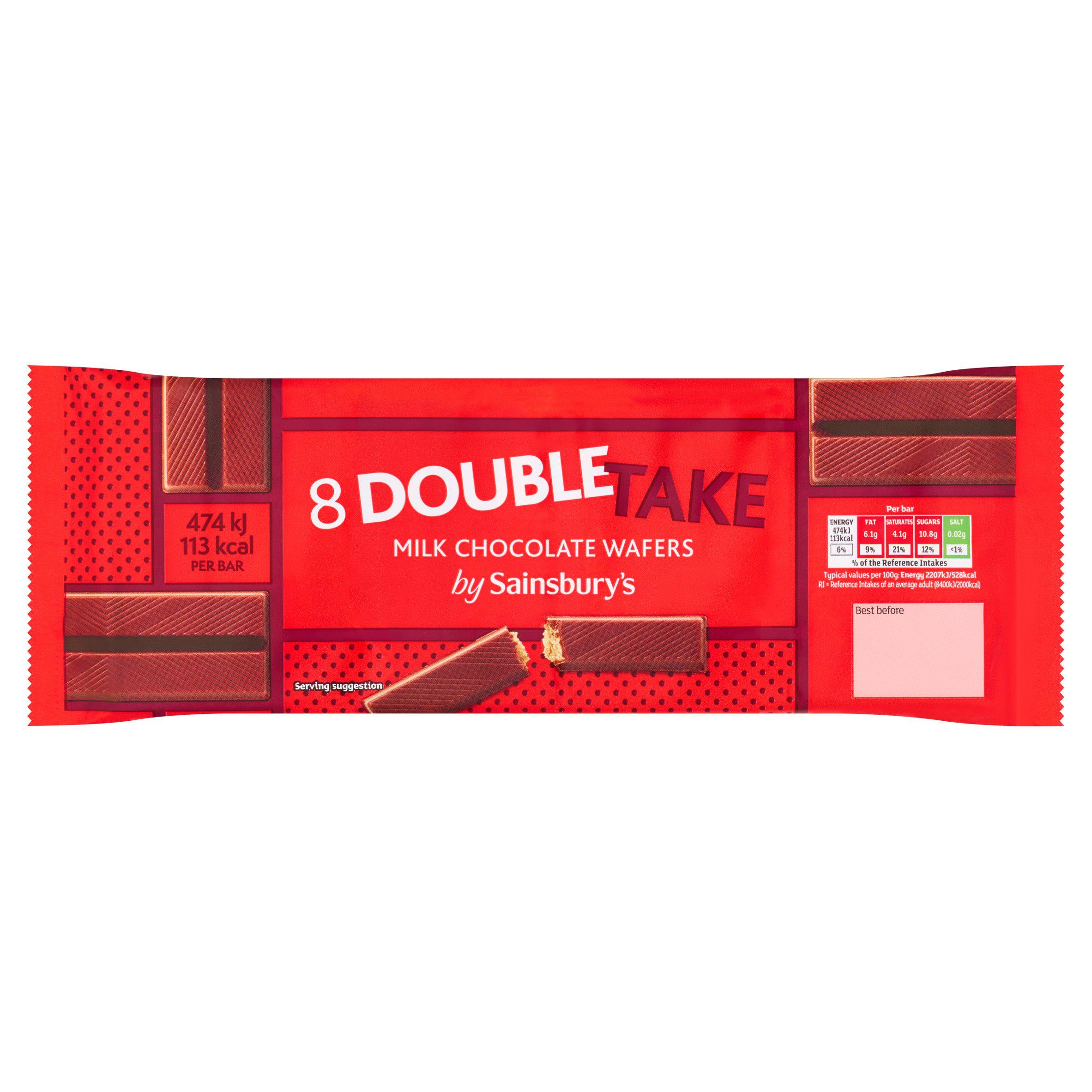 Sainsbury's Double Take milk chocolate wafer bars 8x21.5g, UK version