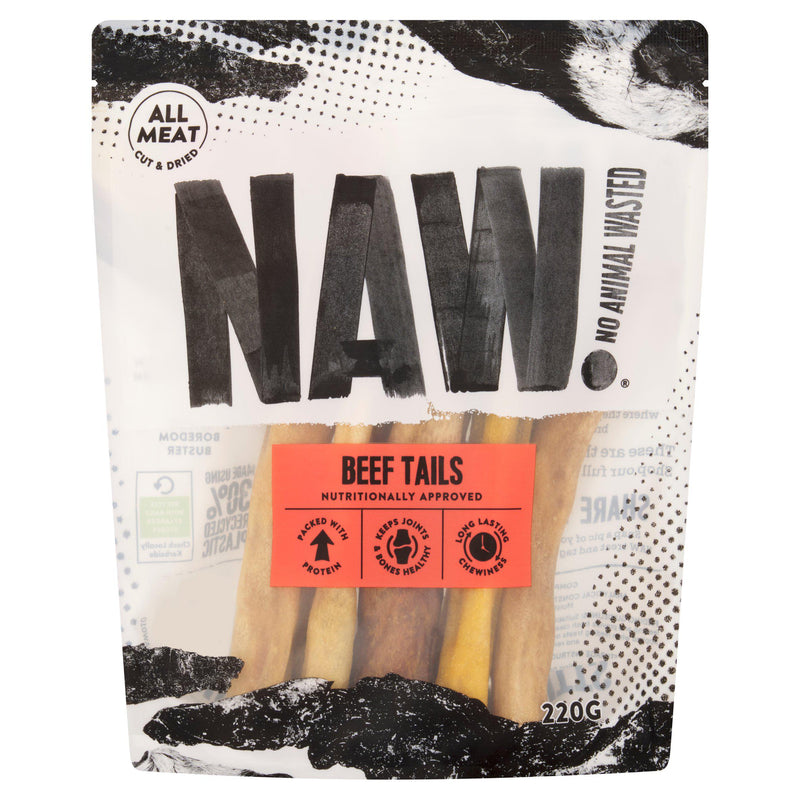 Naw beef tails dog treat 220g, imported from the UK