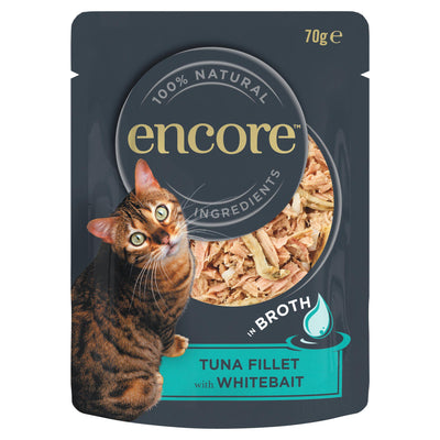 Sainsburys Encore Tuna with Whitebait in Broth Wet Cat Food Pouch 70g- Buy online at McGrocer