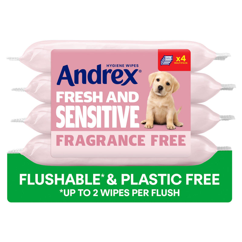 Andrex Fresh & Sensitive flushable moist wipes quad pack 4x30 - British product