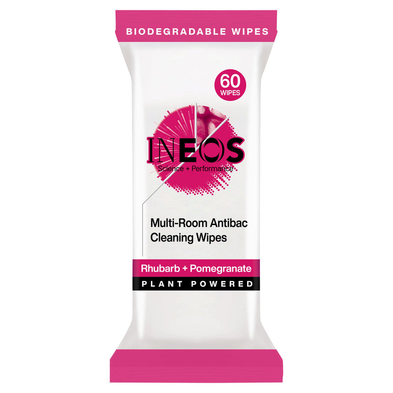 Ineos Antibac multi-room surface cleaning wipes Rhubarb and Pomegranate, UK version