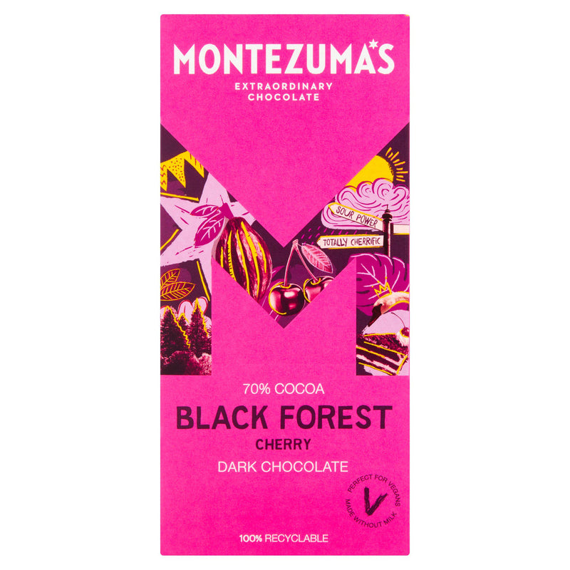 Montezuma's dark chocolate Black Forest Cherry 90g, UK version