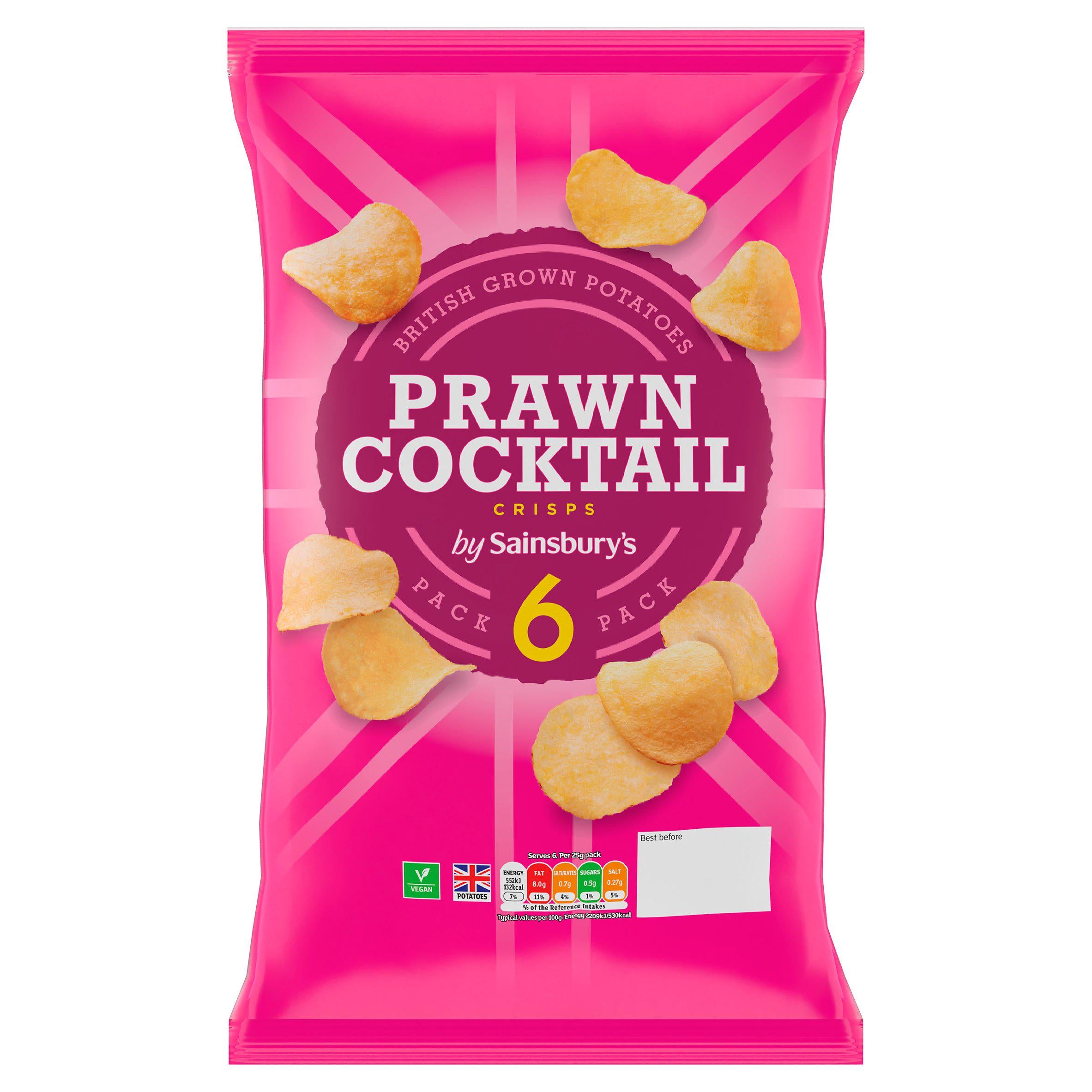 Sainsbury's Prawn Cocktail crisps 6x25g - British product