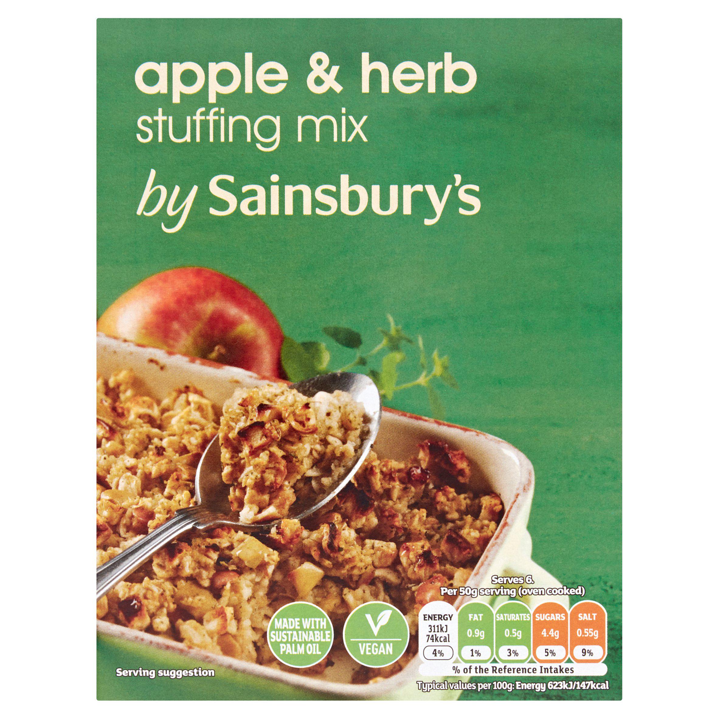 Sainsbury's apple and herb stuffing mix 130g, imported from the UK