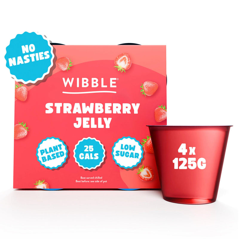 Wibble strawberry jelly pots 4 x 125g (British brand)