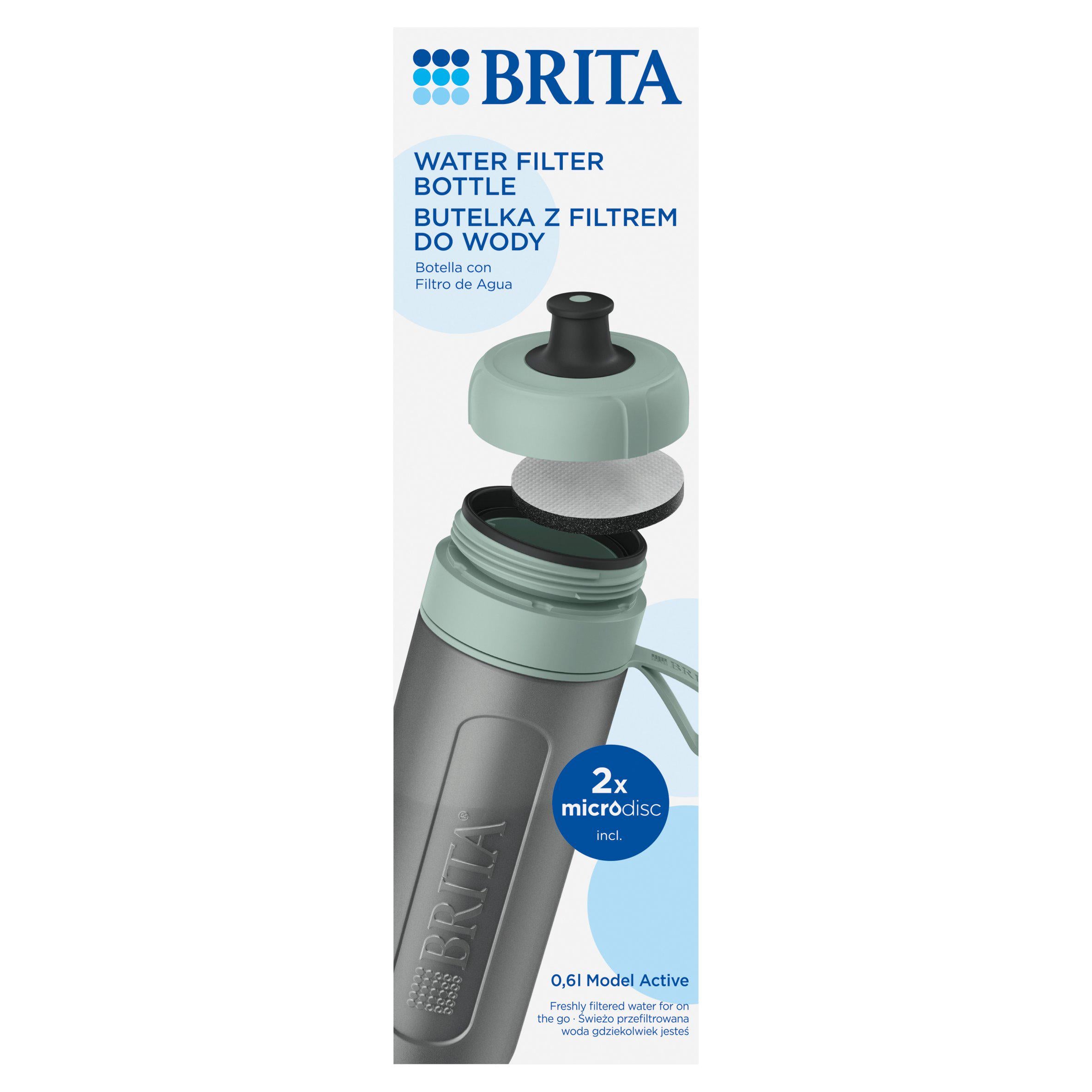 Brita Sports Water Filter Bottle Dark Green 600ml - British product