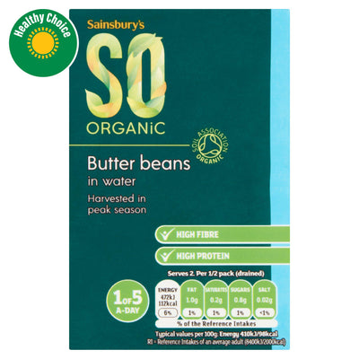 Sainsburys Sainsbury's SO Organic Butter Beans in Water 380g- Buy online at McGrocer