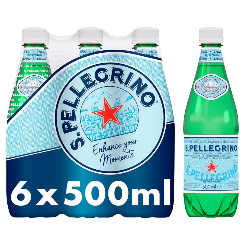San Pellegrino sparkling mineral water 6x500ml, UK version