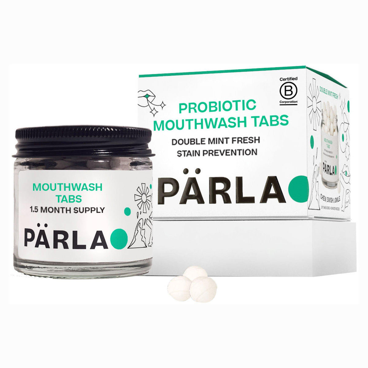 PÄRLA probiotic mouthwash tablets x45, imported from the UK