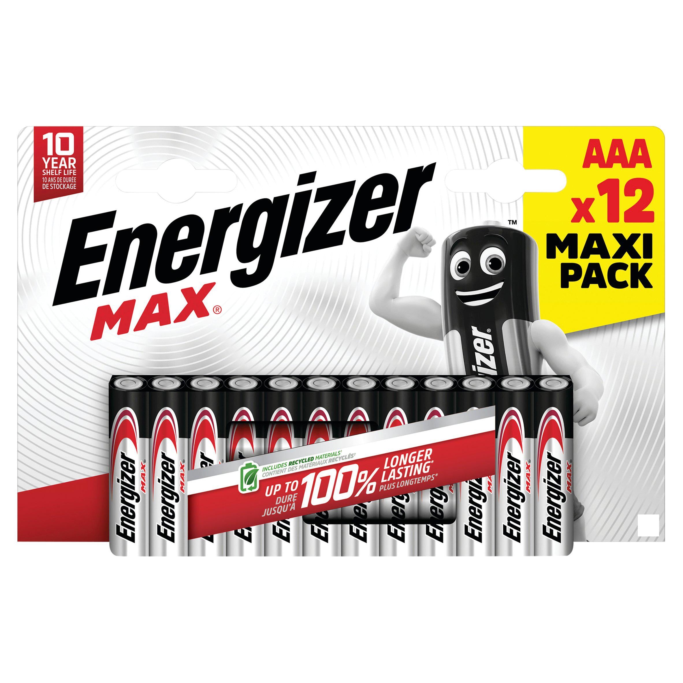Energizer Max AAA alkaline batteries 12-pack, imported from the UK