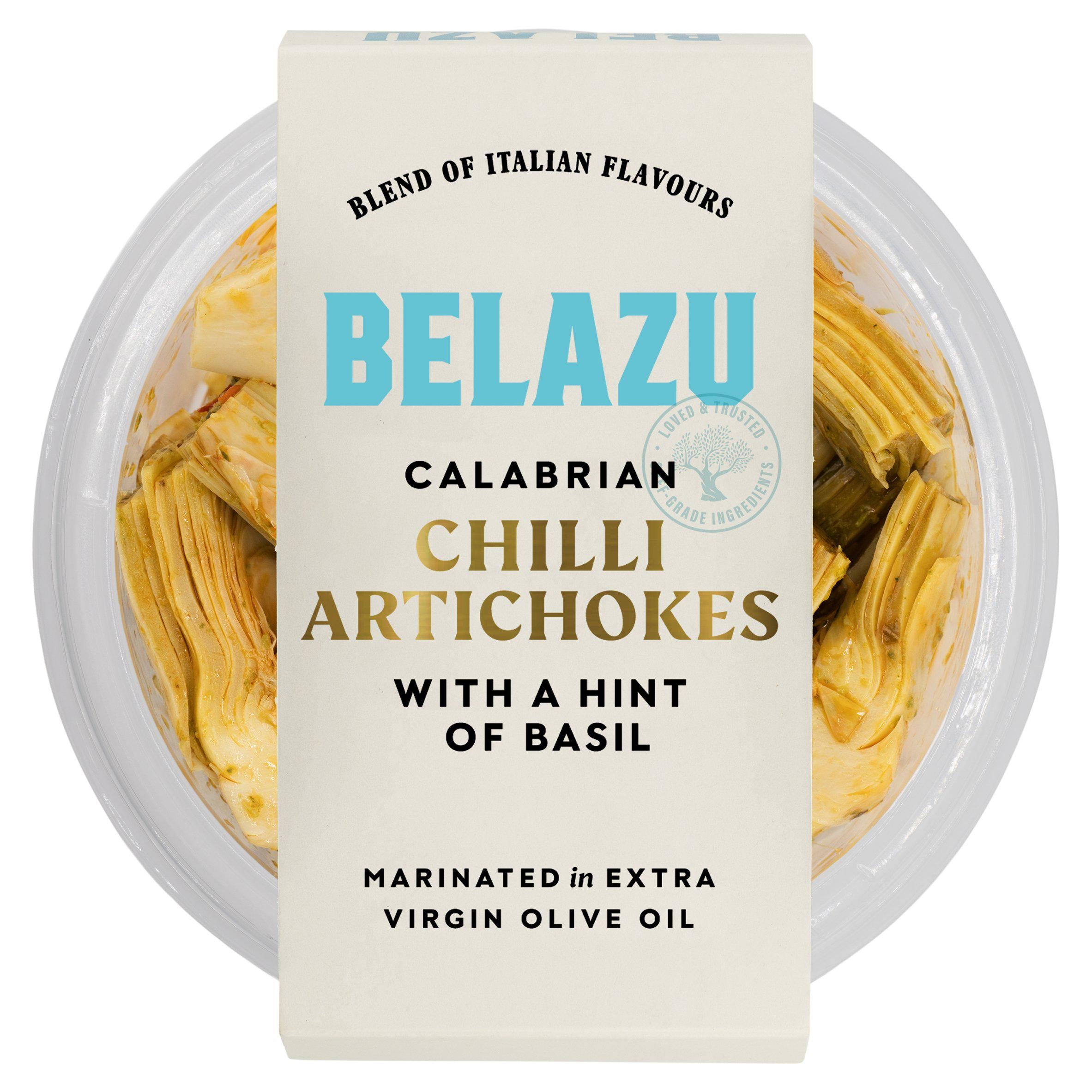 Belazu marinated artichokes with Calabrian chilli 140g - British product