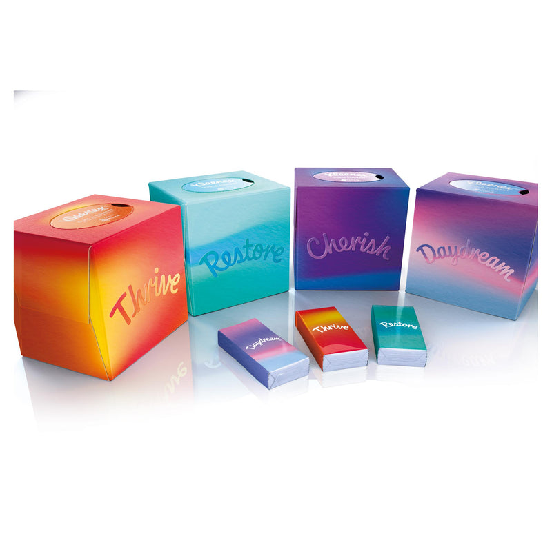 Kleenex Collection tissues cube box 48 sheets 3-ply, UK version