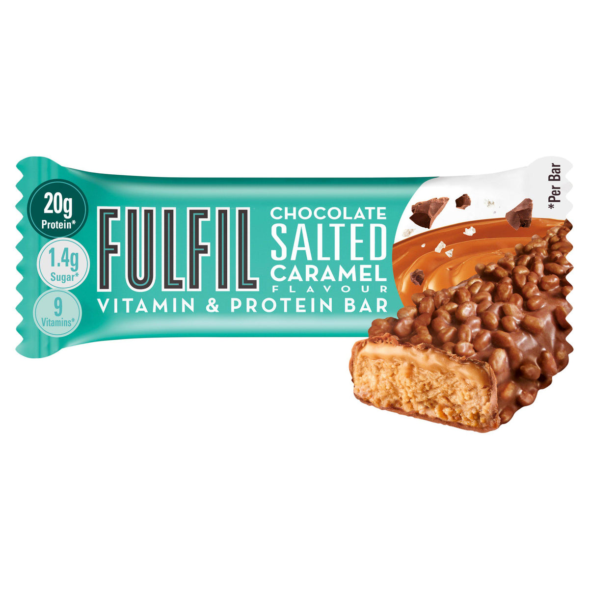 Fulfil chocolate protein bar salted caramel 55g - British product