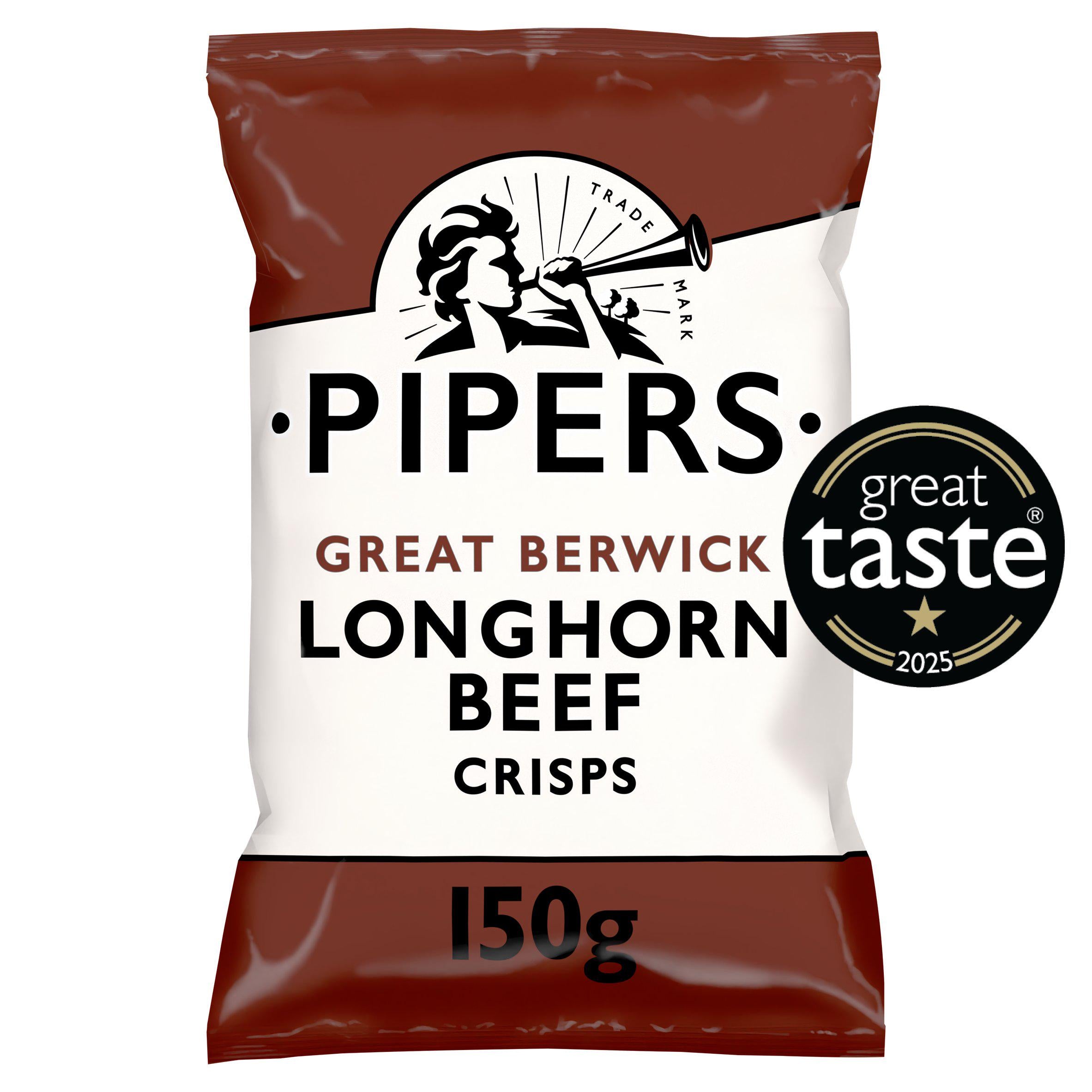 Pipers Longhorn beef flavour crisps 150g imported from the UK