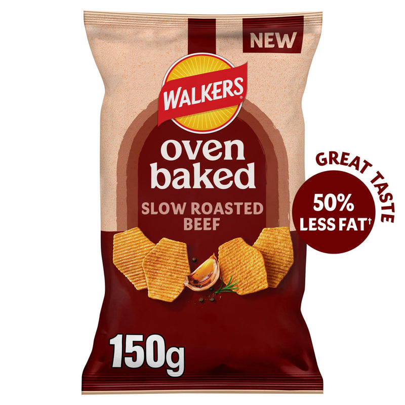 Walkers oven baked crisps roasted beef 150g, imported from the UK