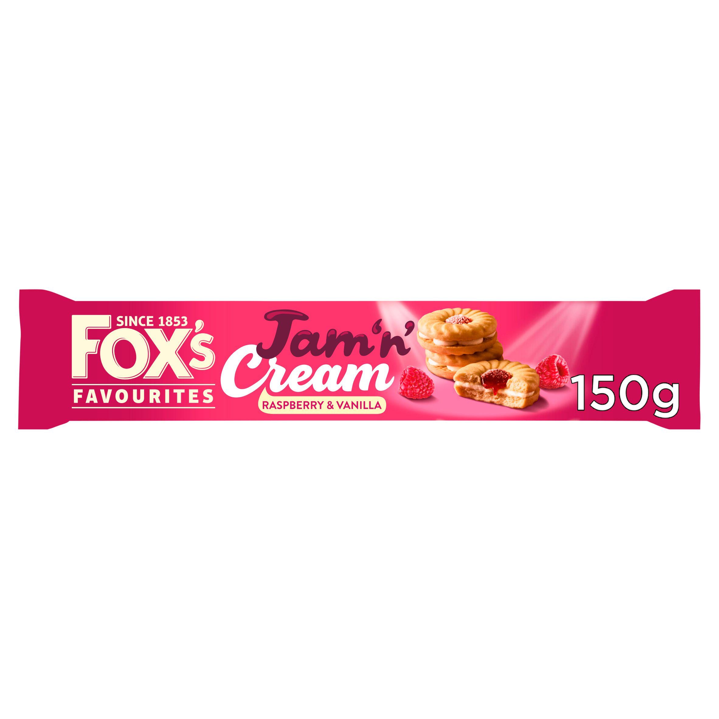 Fox's Biscuits Jam 'n' Cream Hindbær og Vanilje 150 g