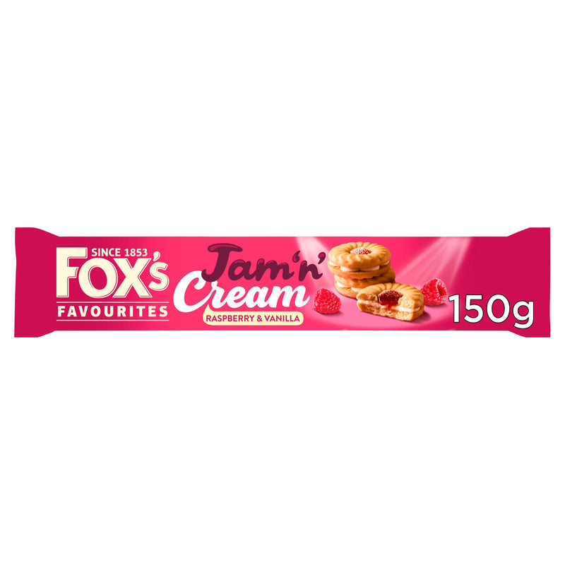 Fox's Biscuits Jam 'n' Cream Hindbær og Vanilje 150 g
