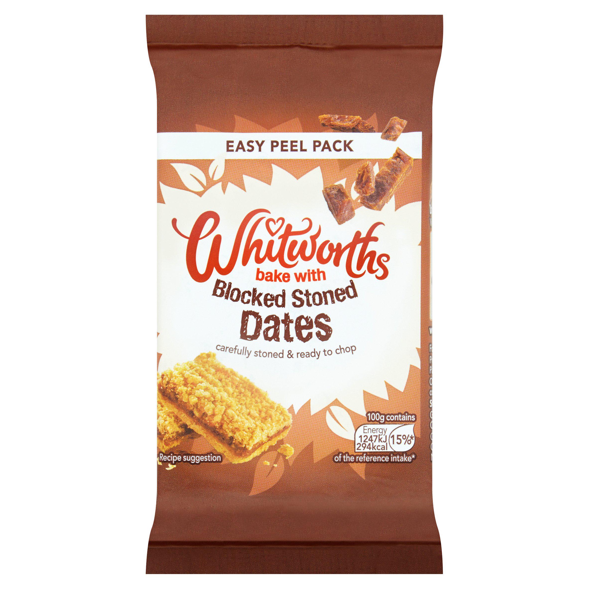 Whitworths blocked stoned dates 350g, imported from the UK