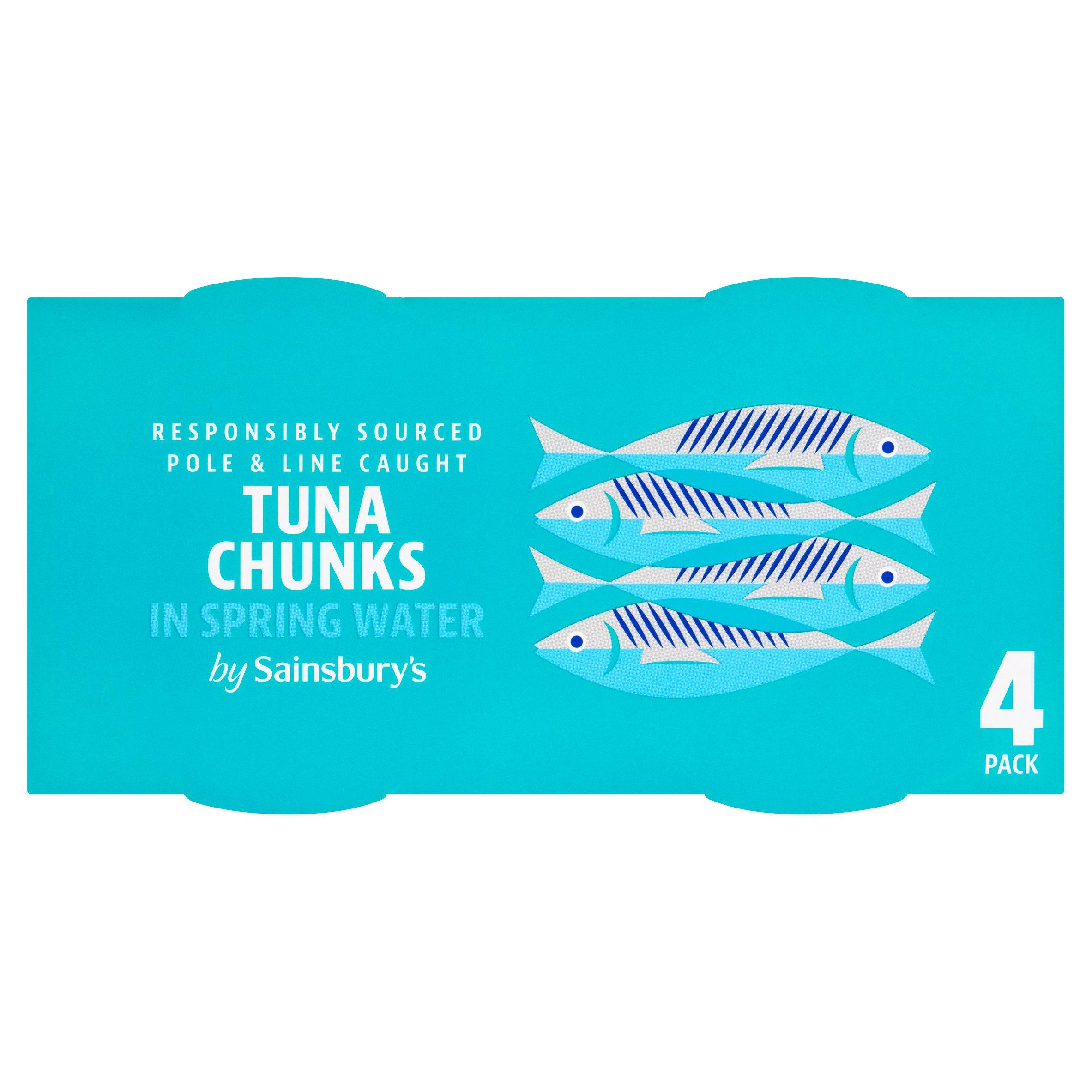 Sainsbury's tuna chunks in spring water 4x145g, imported from the UK