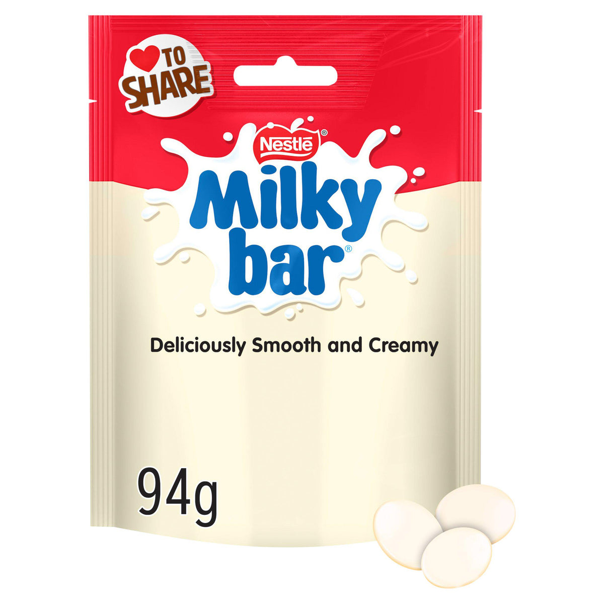 Milkybar white chocolate giant buttons sharing bag 94g, UK version