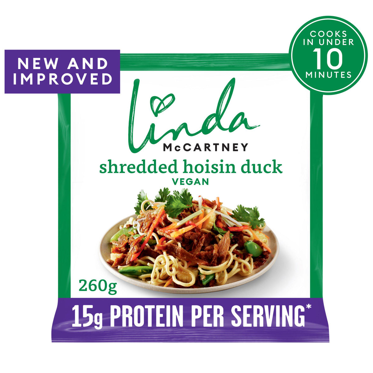 Linda McCartney vegan shredded hoisin duck 260g, imported from the UK