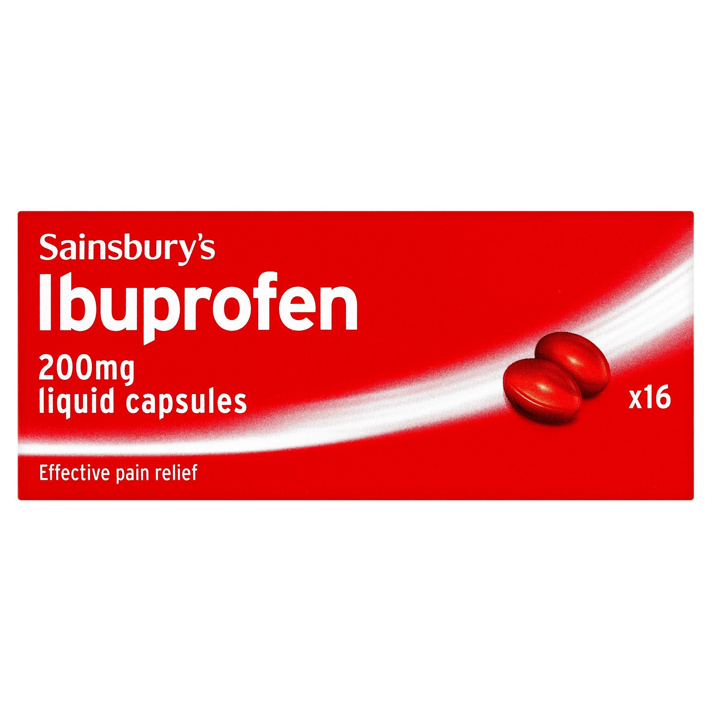 Sainsbury's ibuprofen liquid capsules 200mg 16 capsules, UK version