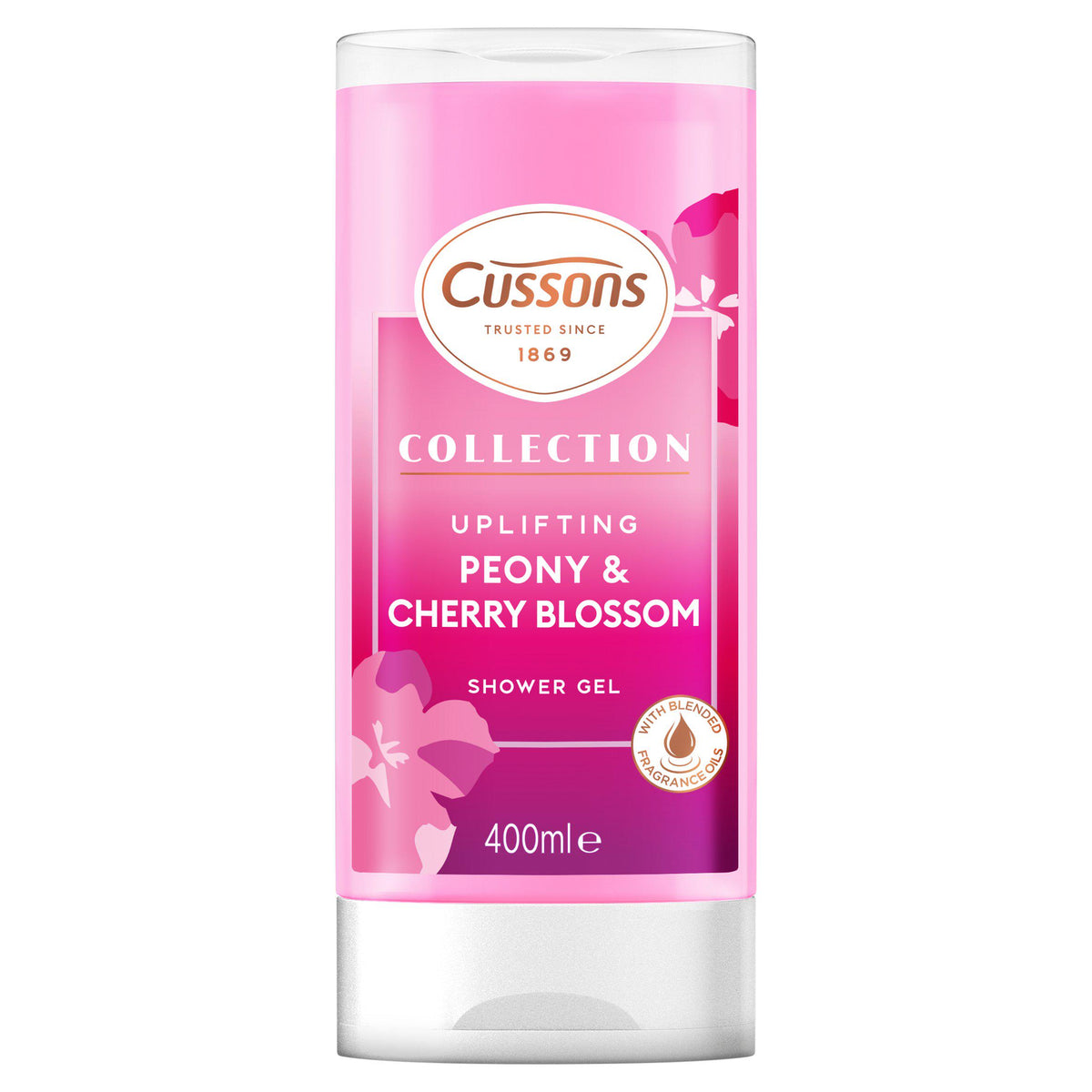 Cussons Peony & Cherry Blossom shower gel 400ml, imported from the UK