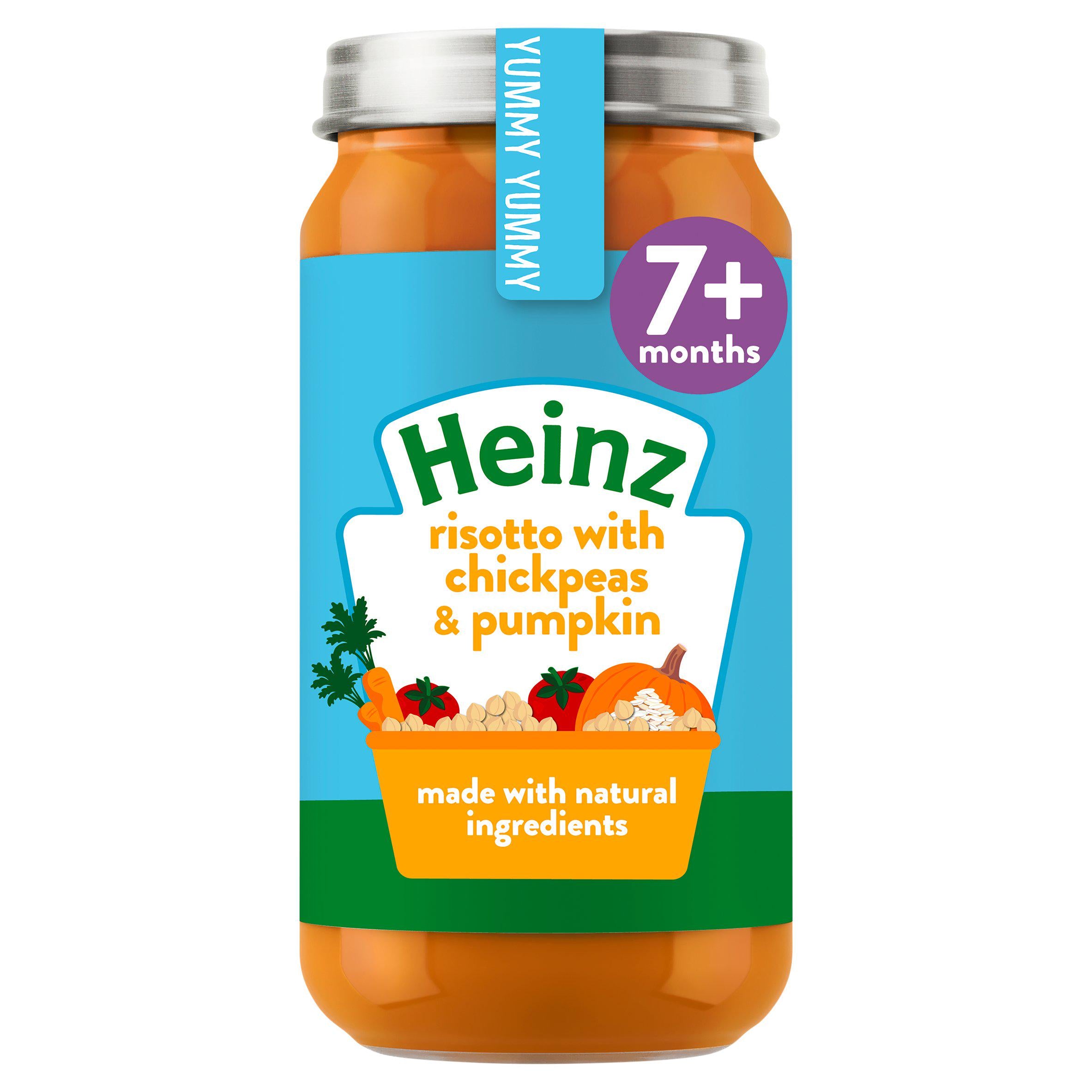 Heinz baby risotto chickpeas pumpkin 200g jar, UK version