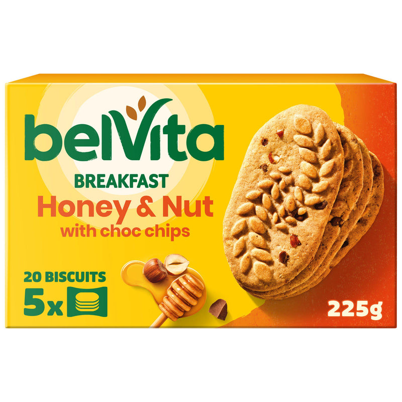 Belvita cereal bars Honey & Nut Chocolate Chips 5x45g, imported from the UK