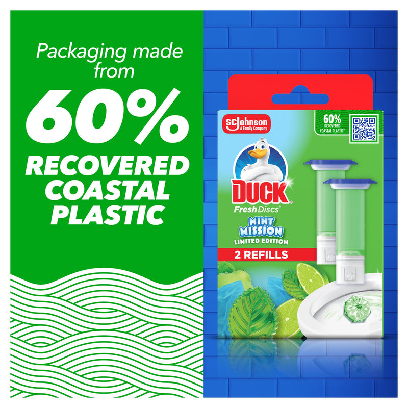Duck Mint Mission toilet gel refill 2x36ml, imported from the UK