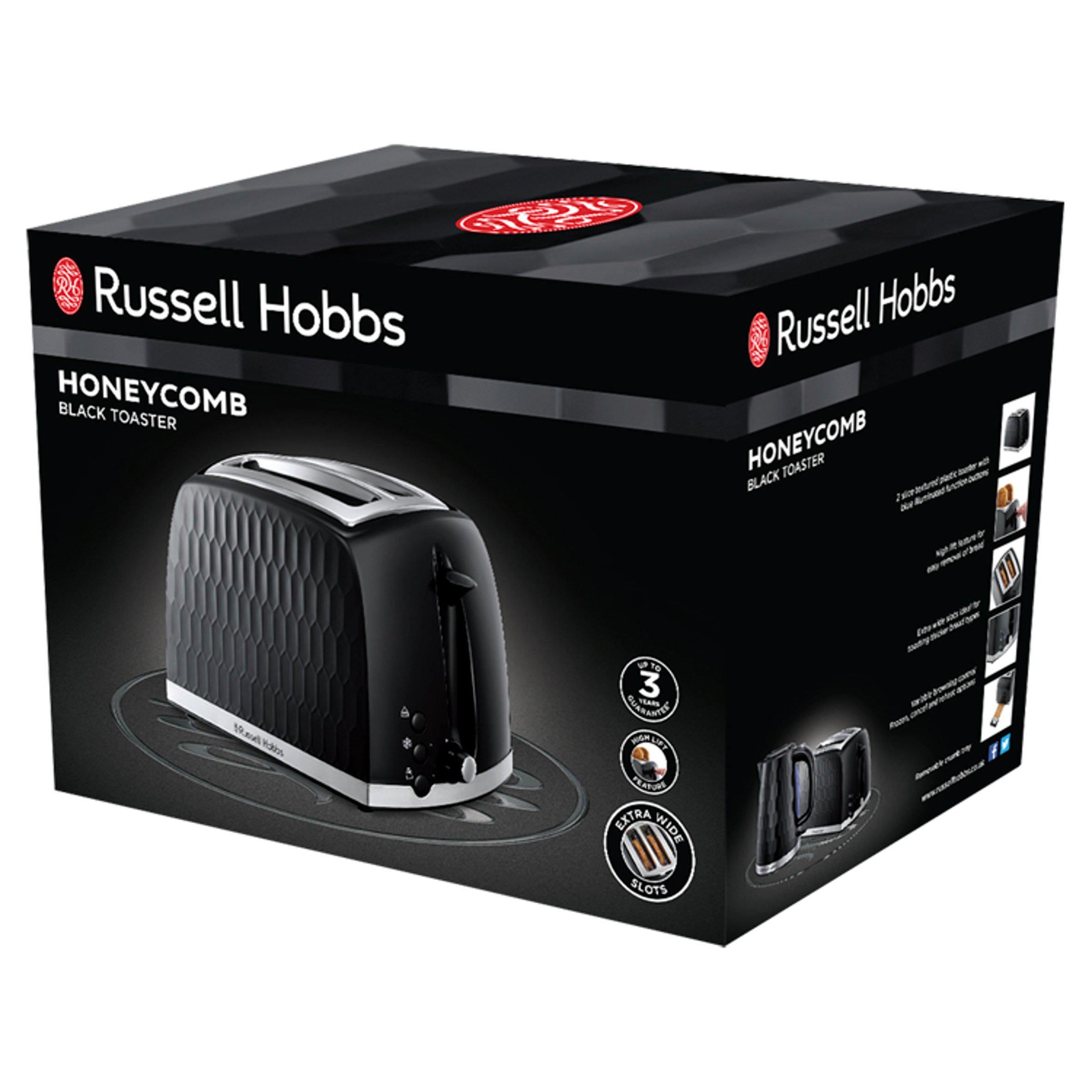 Russell Hobbs toaster black 2 slice model imported from the UK