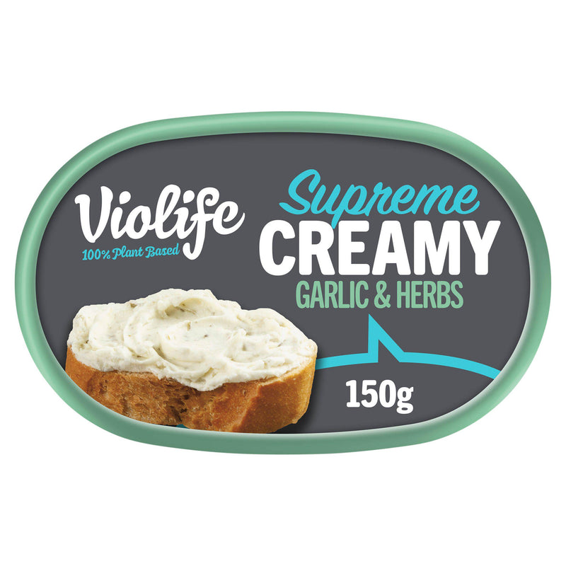 Violife vegan cream cheese alternative creamy garlic & herb 150g (British brand)
