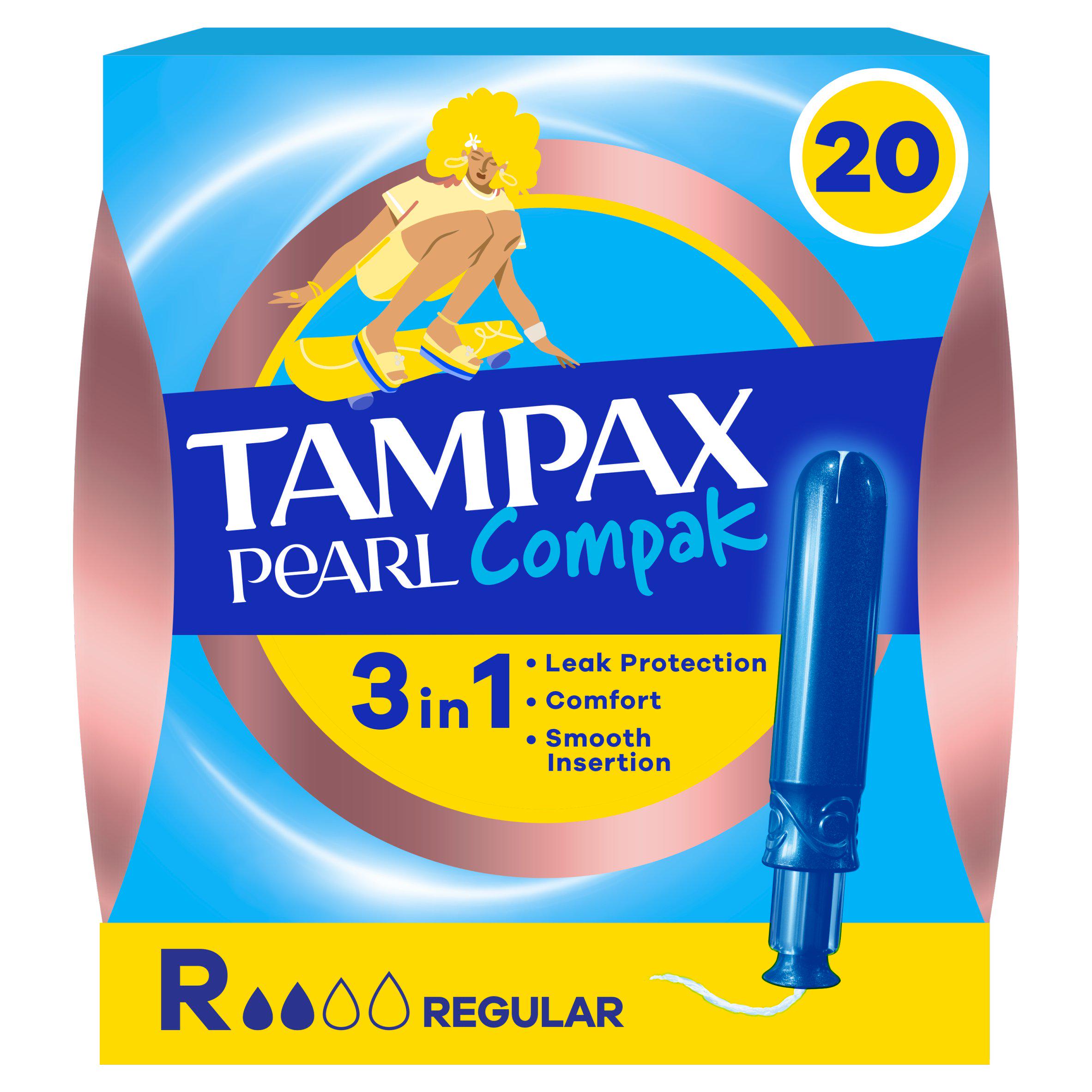 Tampax Compak Pearl Regular tampons with applicator (British brand)