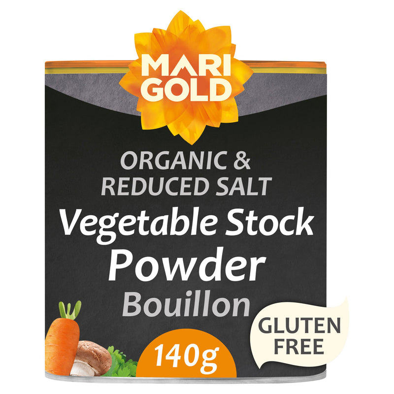 Marigold organic bouillon powder reduced salt 140g, imported from the UK
