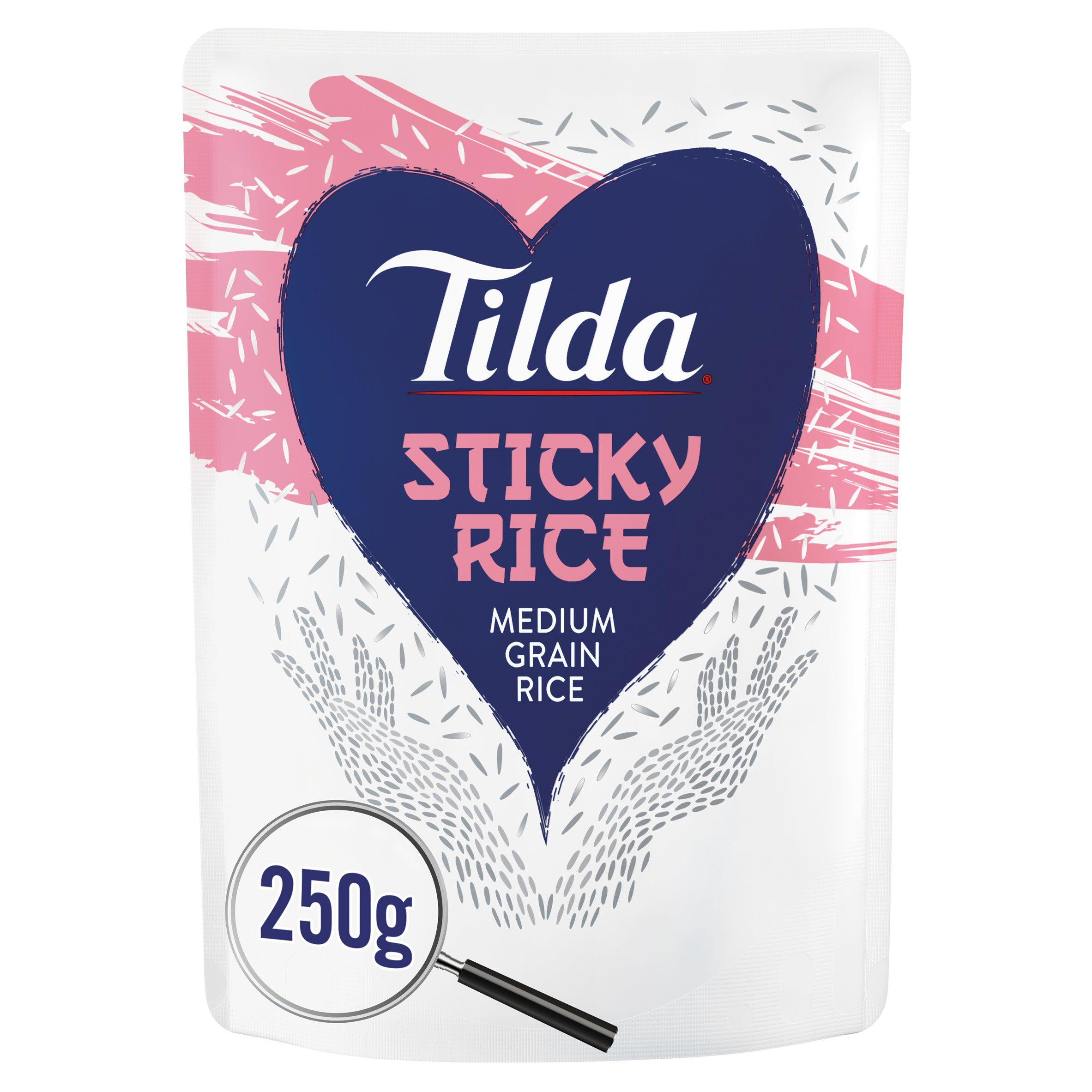 Tilda sticky rice 250g microwaveable pouch, imported from the UK