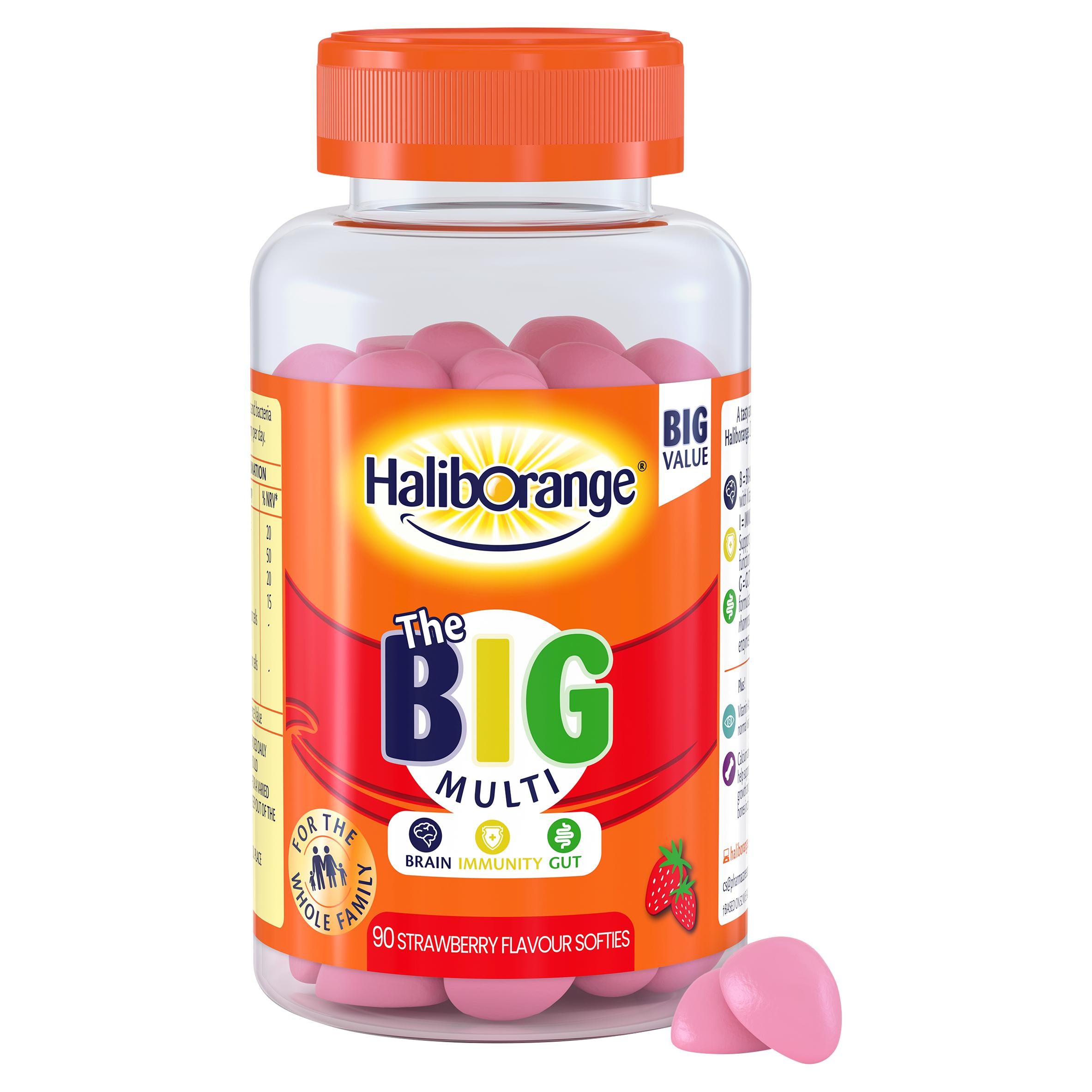 Haliborange Big Multi strawberry flavour gummies 90 count, UK version