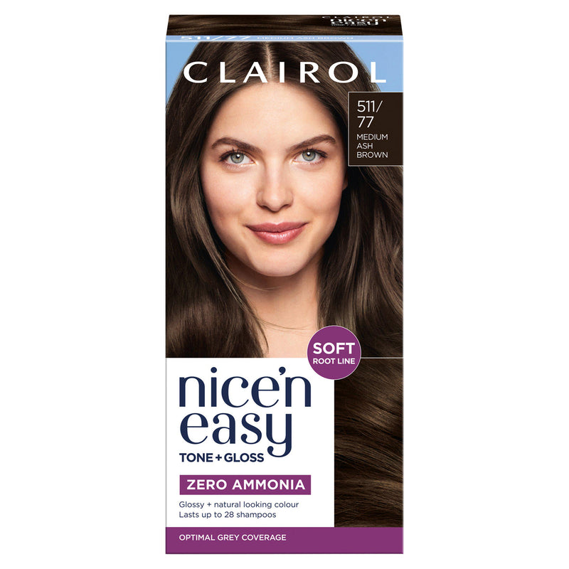 Clairol Nice'N Easy hair dye Medium Ash Brown, imported from the UK