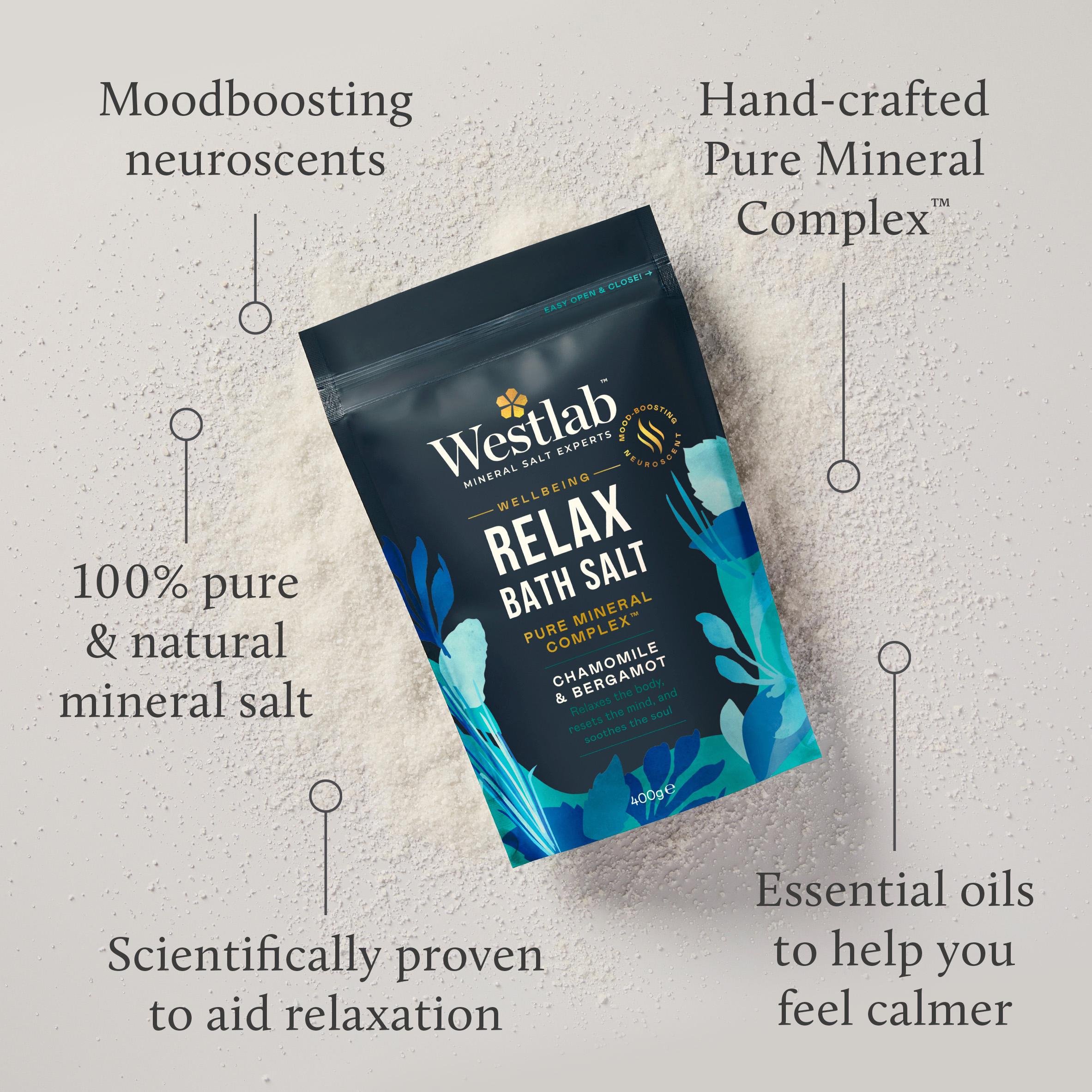 Westlab Chamomile & Bergamot bath salt 400g, imported from the UK