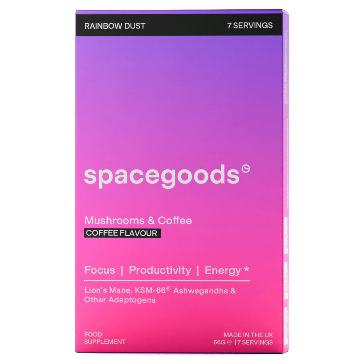 Spacegoods Rainbow Dust mushroom coffee supplement 7 x 56g (British brand)