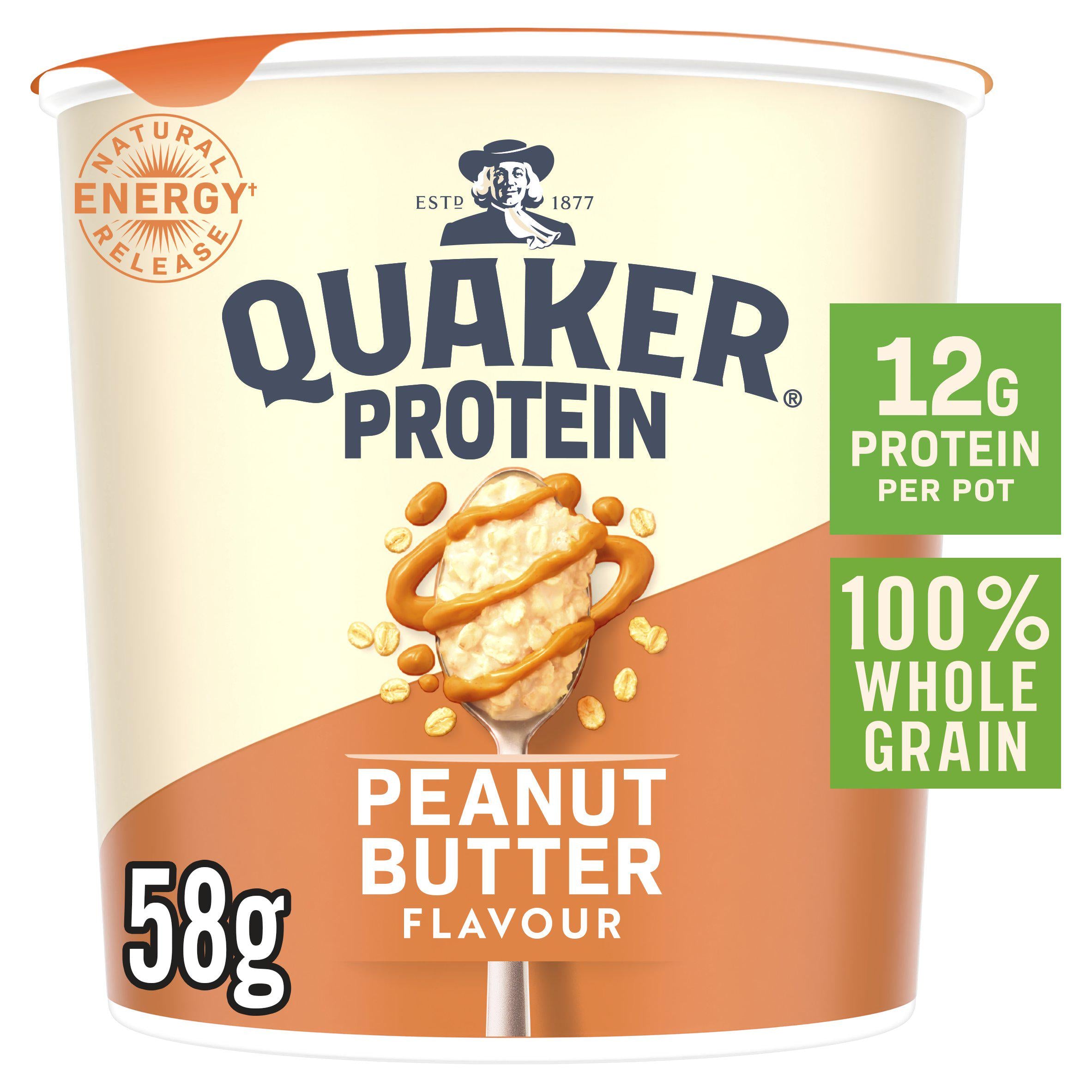 Quaker high protein peanut butter porridge pot 58g UK version