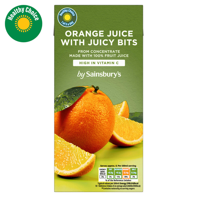 Sainsbury's orange juice with bits 1L, imported from the UK