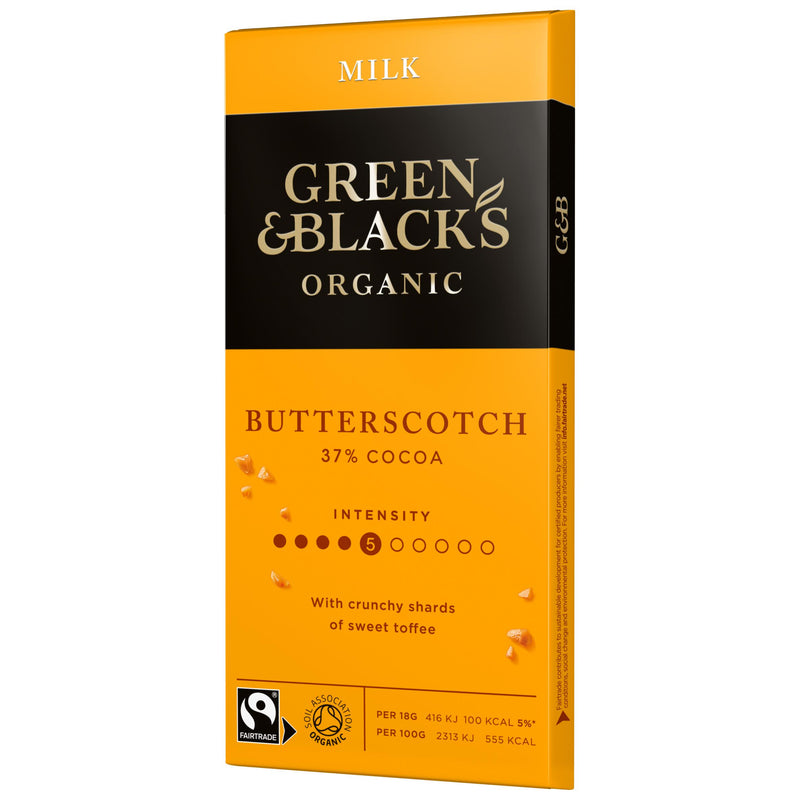 Green & Black's organic butterscotch milk chocolate bar 90g, UK version