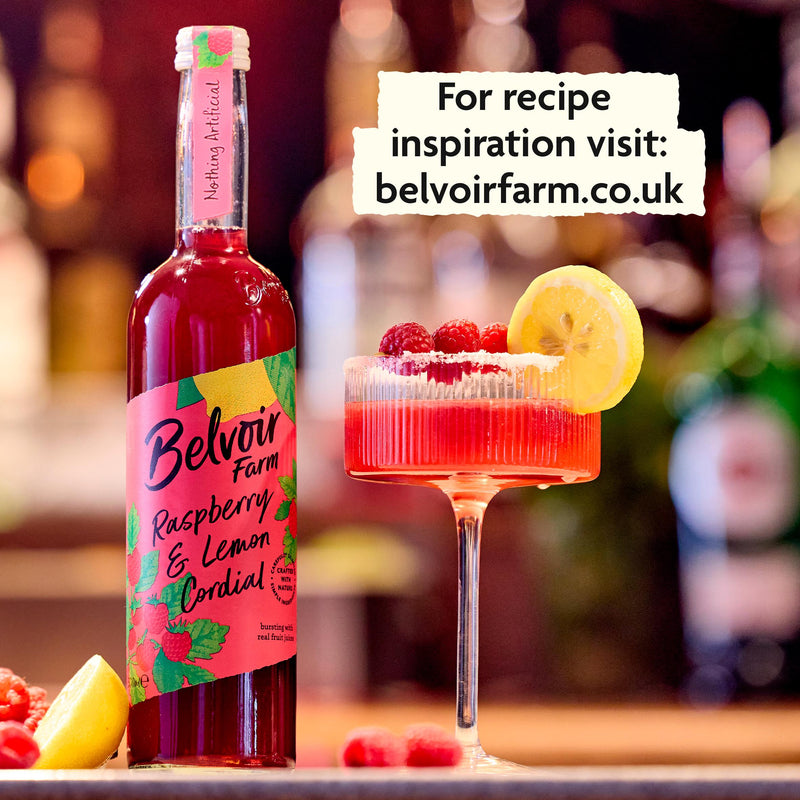 Belvoir Farm Raspberry & Lemon Cordial 500ml, imported from the UK