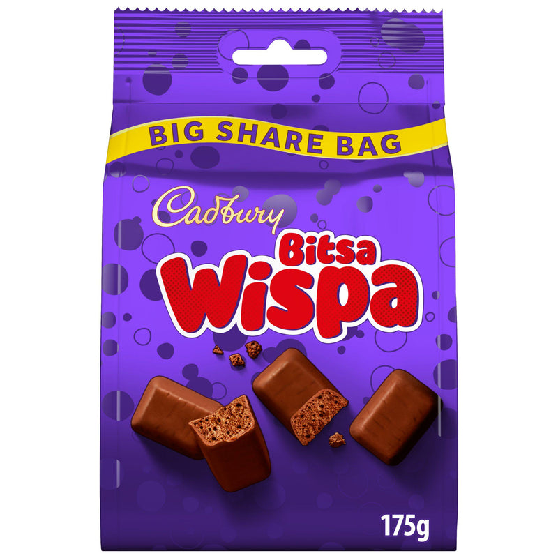 Cadbury Bitsa Wispa bubble chocolate sharing bag 185.5g - British product