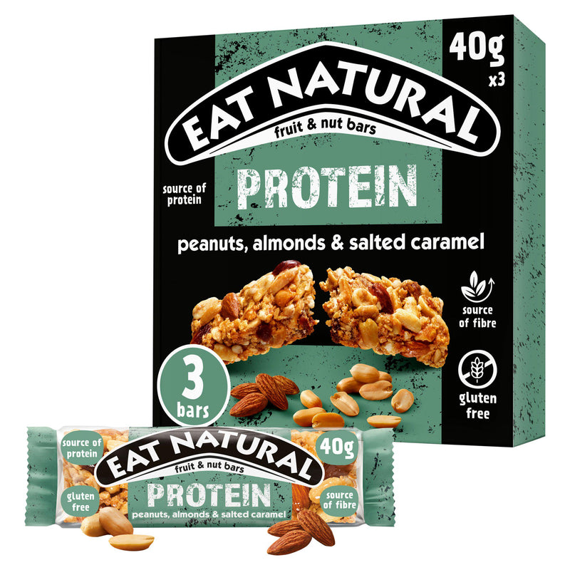 Eat Natural protein bar peanuts almonds salted caramel 3x40g - British product