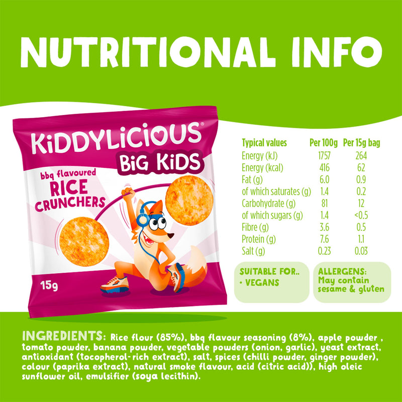 Kiddylicious rice crunchers BBQ flavour 4x15g, UK version