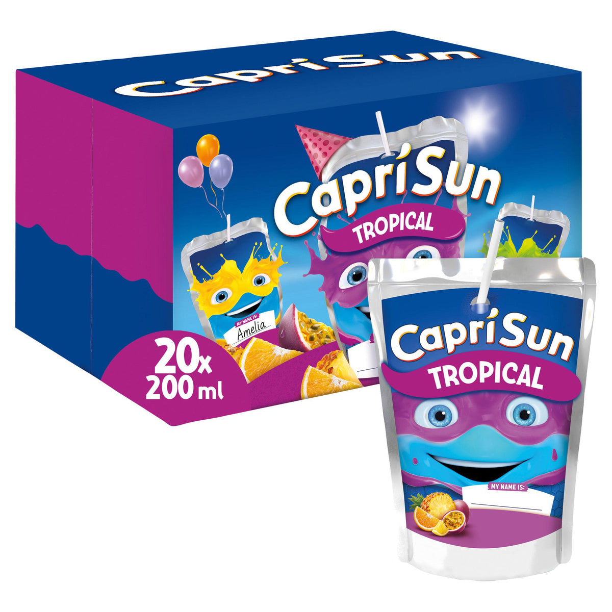 Capri Sun tropical party pack kids juice drink 20x200ml, UK version