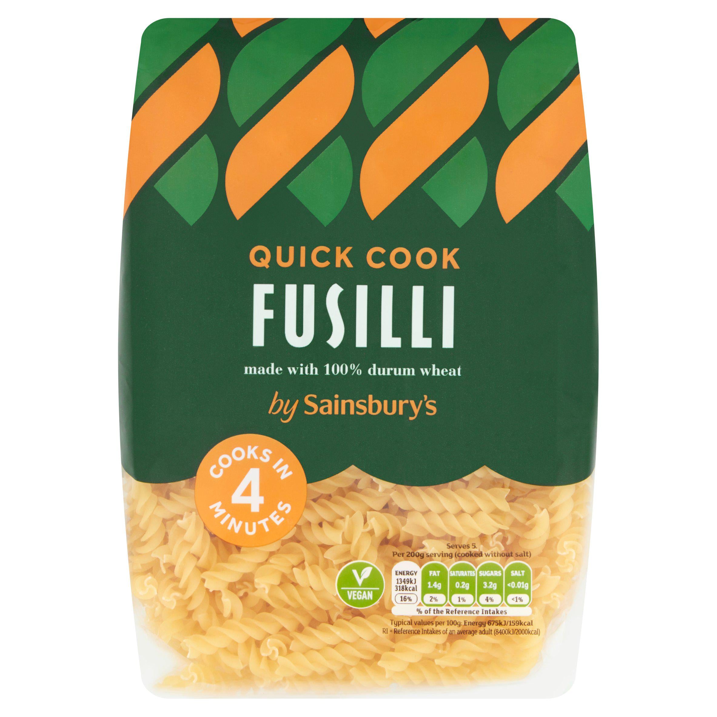 Sainsbury's quick cook fusilli pasta 500g, UK version