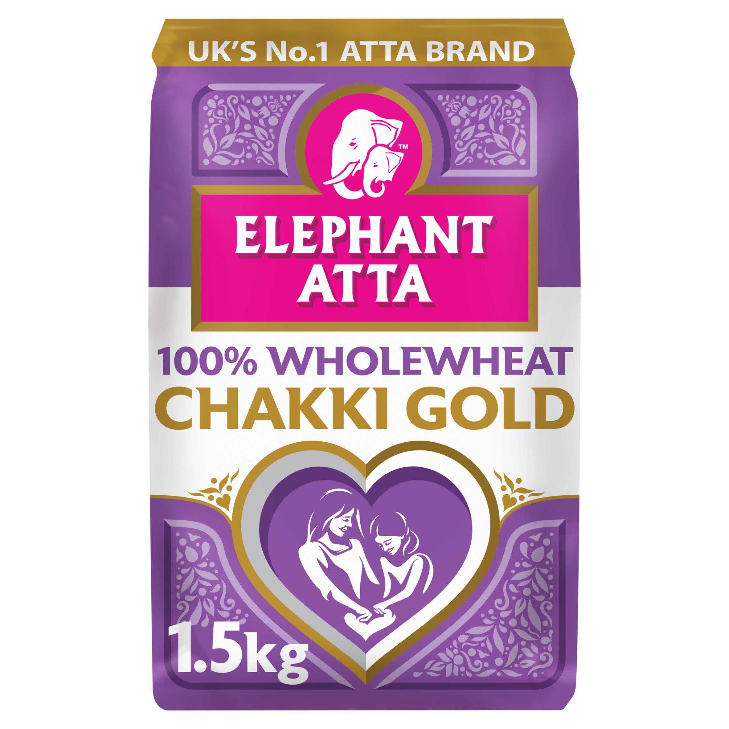 Elephant Atta Chakki Gold whole wheat chapatti flour 1.5kg - British product
